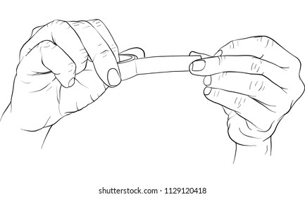 hand holding sticky tape vector