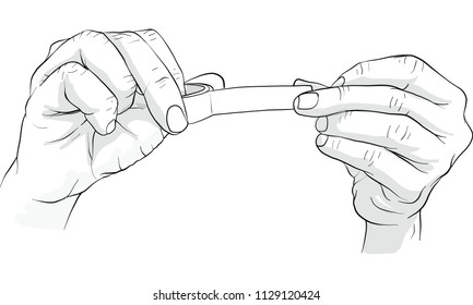 hand holding sticky tape vector