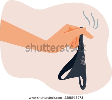 
Hand Holding Stinky Panties Vector Cartoon Illustration. Person suffering from an std of other type of vaginal infection
