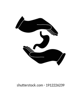 hand holding stomach care icon black vector