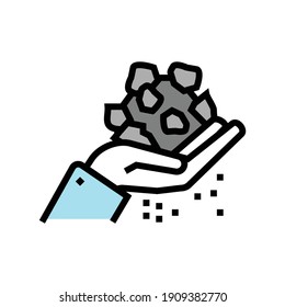 hand holding stone color icon vector. hand holding stone sign. isolated symbol illustration