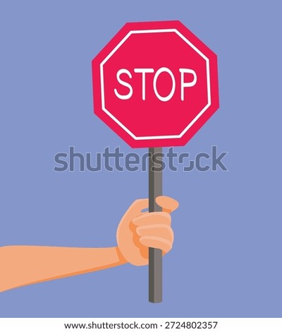
Hand Holding a Stop Sign Vector Illustration. Person with do not enter not allowed sign
  