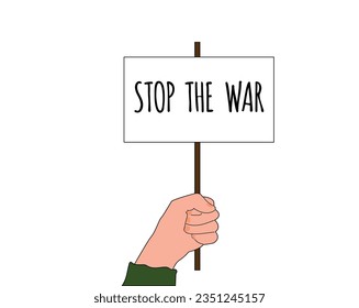 Hand Holding a Stop War Sign. Peace and prosperity concept vector art