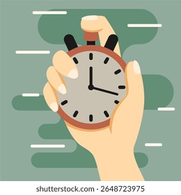 Hand holding stopwatch vector illustration