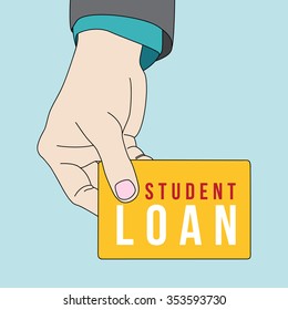 Hand holding student loan card