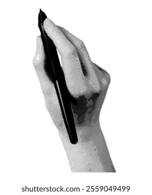 Hand holding a stylus. Modern electronic device for drawing, writing, or signing documents, ideal for business, art, or education. isolated on white background.