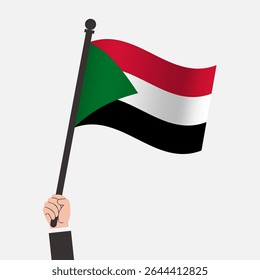 Hand Holding Sudan Waving Flag