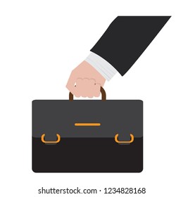 Hand holding a suitcase icon. Vector illustration design