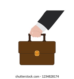 Hand holding a suitcase icon. Vector illustration design