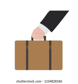 Hand holding a suitcase icon. Vector illustration design