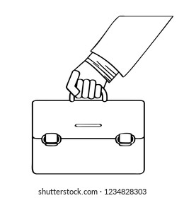 Hand holding a suitcase icon. Vector illustration design