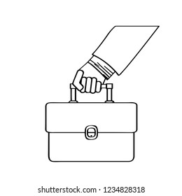 Hand holding a suitcase icon. Vector illustration design