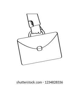 Hand holding a suitcase icon. Vector illustration design