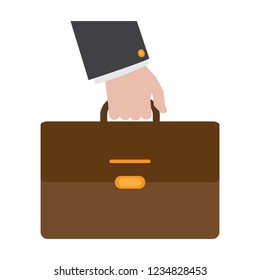Hand holding a suitcase icon. Vector illustration design