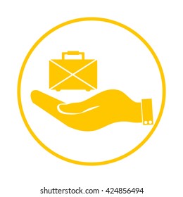 hand holding a suitcase for travel. Travel Bag