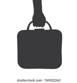 Hand holding a suitcase, vector illustration design. Hands collection.