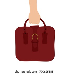 Hand holding a suitcase, vector illustration design. Hands collection.