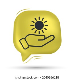 Vector de icono solar de mano en burbuja de voz - Diseño moderno