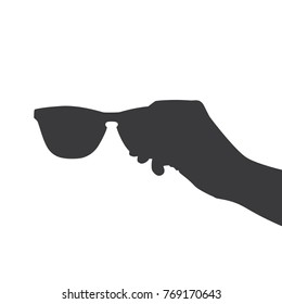 Hand holding sunglasses, vector illustration design. Hands collection.