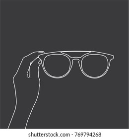 Hand holding sunglasses, vector illustration design. Hands collection.