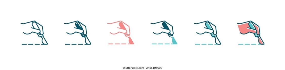 hand holding surgery scalpel knife icon medicals surgeon operation cutting tool sign vector illustration for web and app