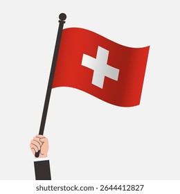 Hand Holding Switzerland Waving Flag