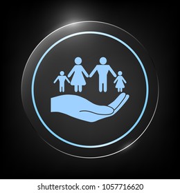 Hand holding a symbol of family. Family protect icon