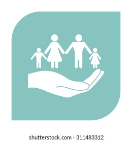 Hand holding a symbol of family. Family protect icon.