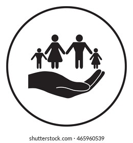 Hand holding a symbol of family. Family protect symbol.