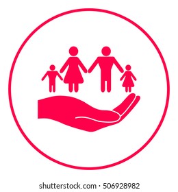 Hand holding a symbol of family. Family protect symbol.