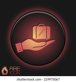 hand holding a symbol of a suitcase for travel. Travel Bag