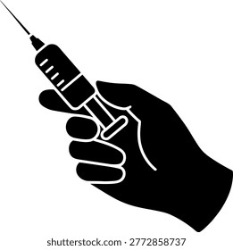 Hand holding syringe ready for injection medical illustration 