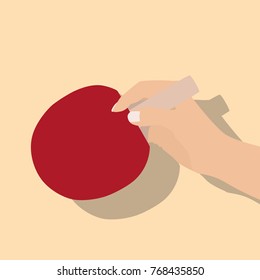Hand holding a table tennis bat, vector illustration design. Hands collection.