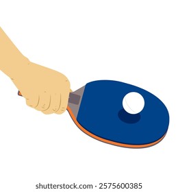 Hand holding a table tennis racket on white background. Vector illustration of sport object.
