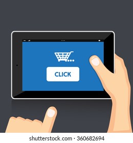 HAND HOLDING TABLET .