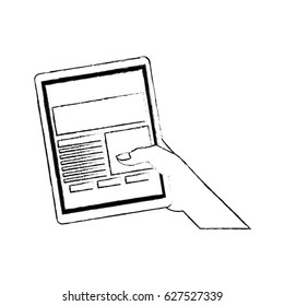 hand holding tablet  icon image vector illustration design 
