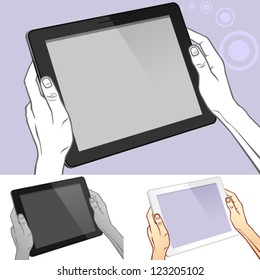Hand Holding the Tablet Or Pad