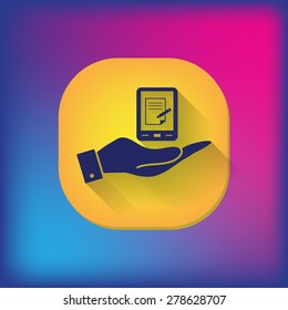 hand holding a tablet pad with sheet of paper.