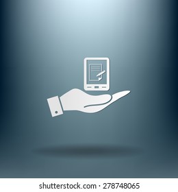 hand holding a tablet pad with sheet of paper.