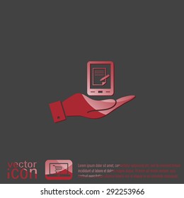 hand holding a tablet pad with sheet of paper.