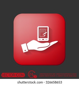hand holding a tablet pad with sheet of paper.