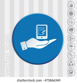 hand holding a tablet pad with sheet of paper.