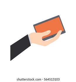 hand holding tablet technology shop online vector illustration eps 10