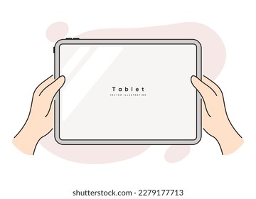 Hand holding a tablet vector illustration