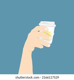 Hand holding with take away coffee cup, Vector illustration design.