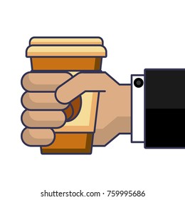 hand holding takeaway coffee cup fresh drink
