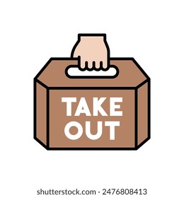 Hand holding a Takeout or Takeaway food icon