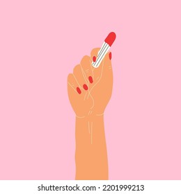 Hand, die einen Tampon hält. Vektorgrafik. Alle Elemente einzeln	