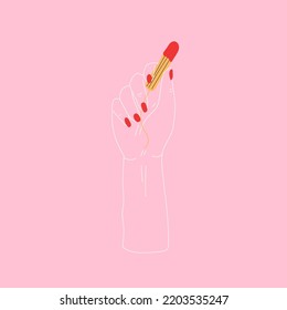 Hand, die einen Tampon hält. Vektorgrafik. Alle Elemente einzeln