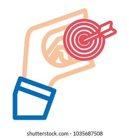 hand holding a target icon